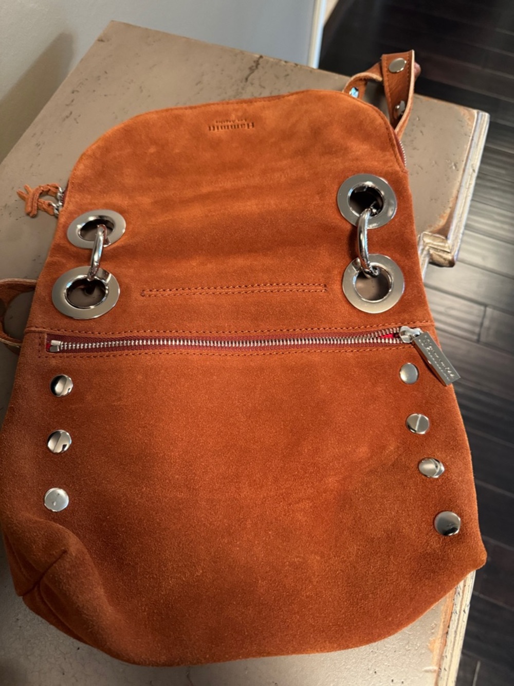 Hammitt Rust Suede Crossbody with Silver Hardware - Picture 4 of 16